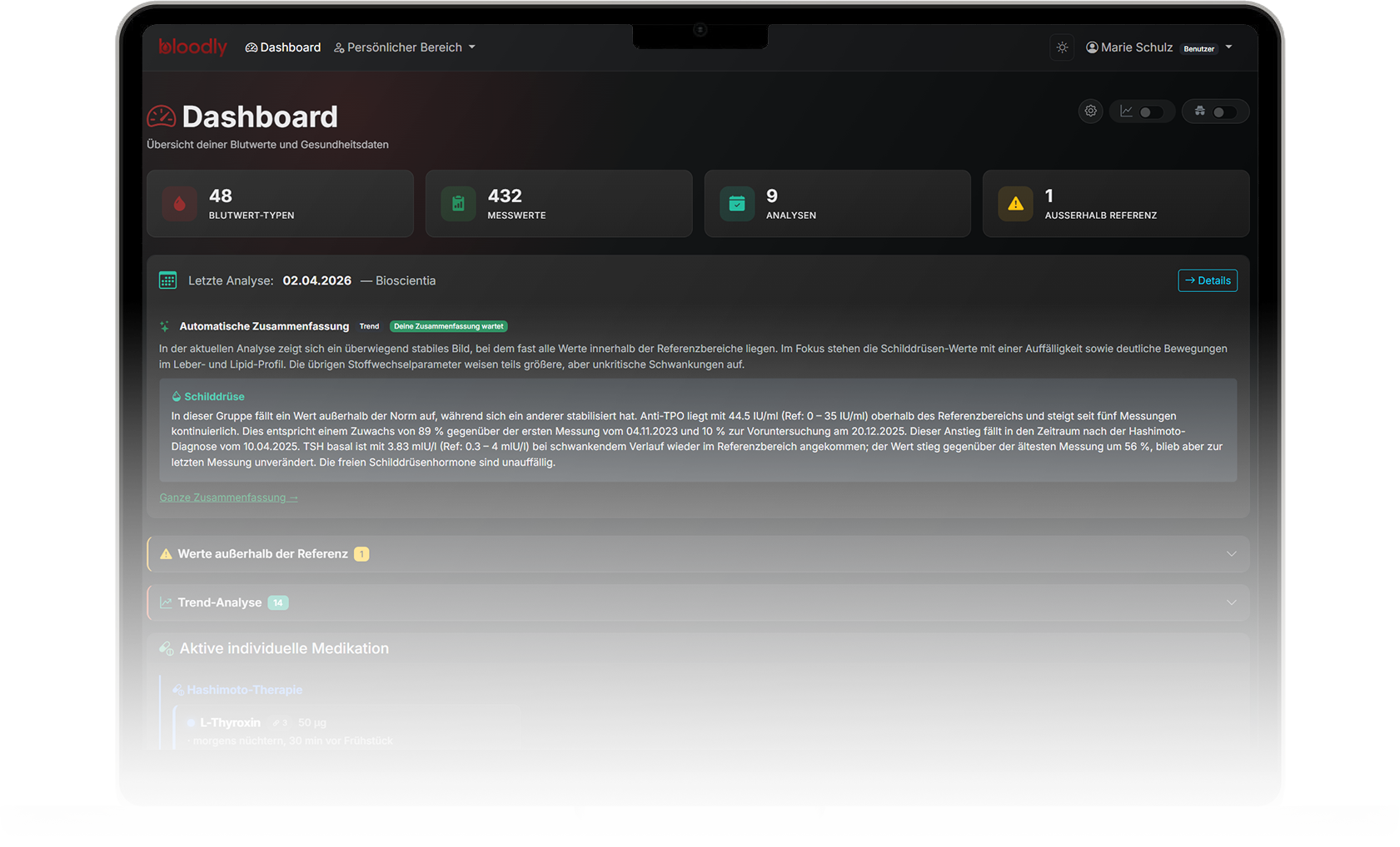 Dashboard auf dem Macbook